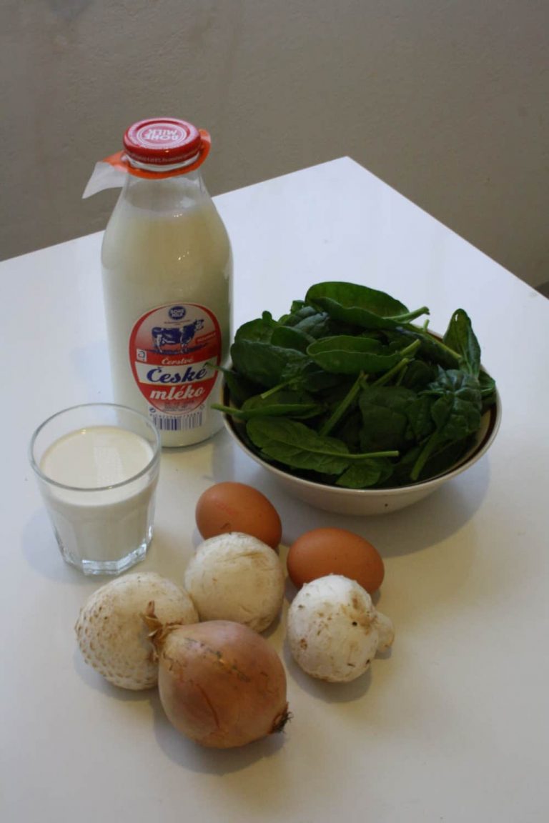 Palačinky se špenátem a se žampiony