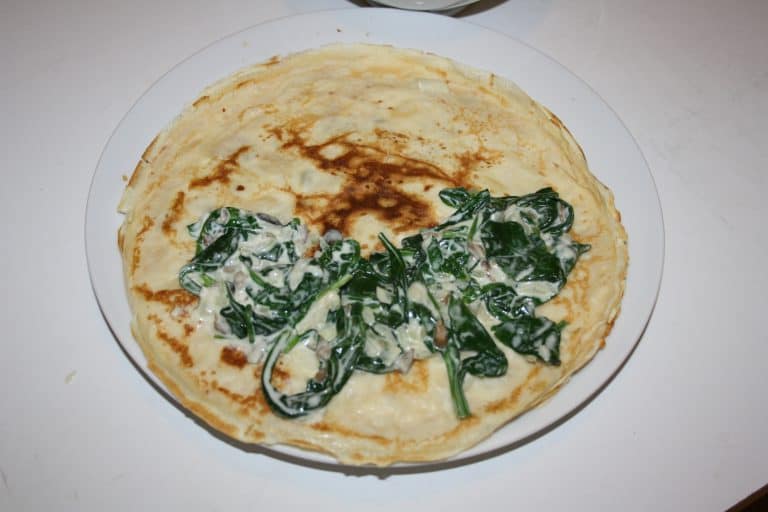 Palačinky se špenátem a se žampiony