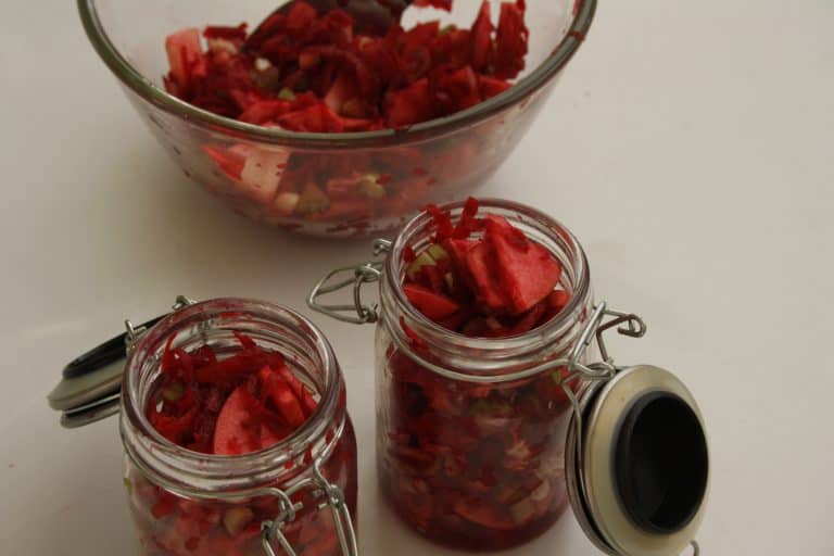 Salát z červené řepy, jablka a řapíkatého celeru