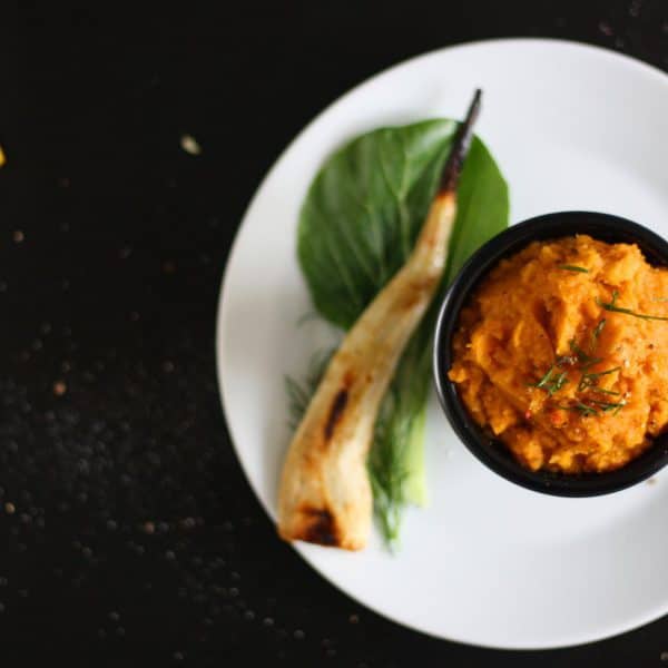 Pyré z pečené mrkve a petržele s pomerančem