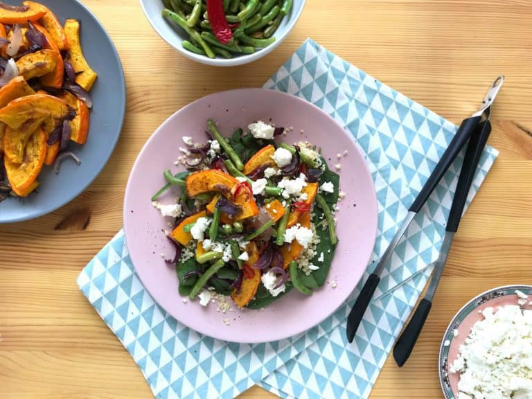 Salát s pečenou dýní, zelenými fazolkami a sýrem feta - postup - krok 6