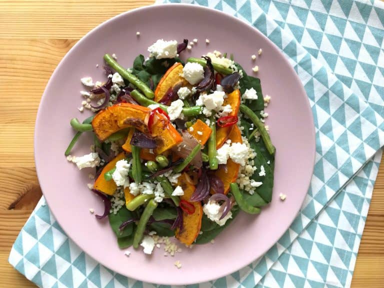 Salát s pečenou dýní, zelenými fazolkami a sýrem feta - postup - krok 8