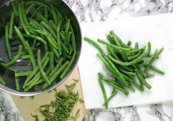 Osušení ochlazených fazolek