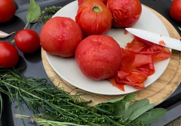 Loupání rajčatové slupky