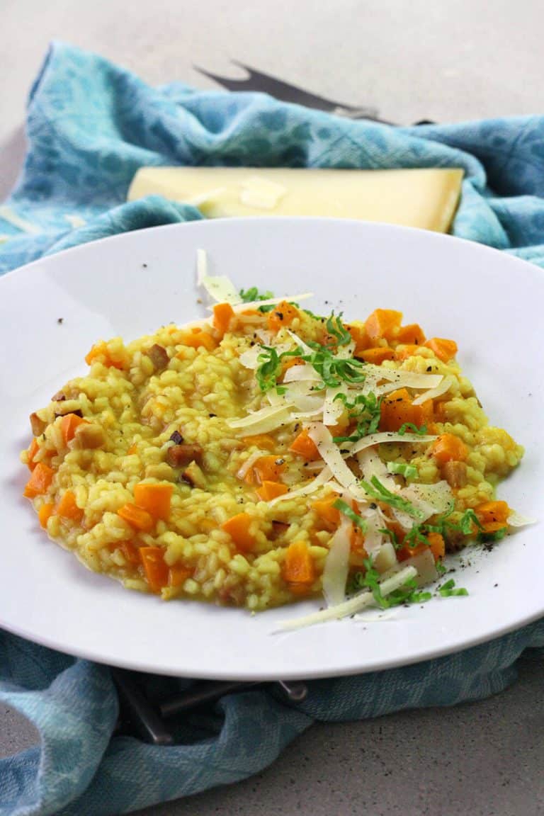 Dýňové rizoto se slaninou a portským vínem