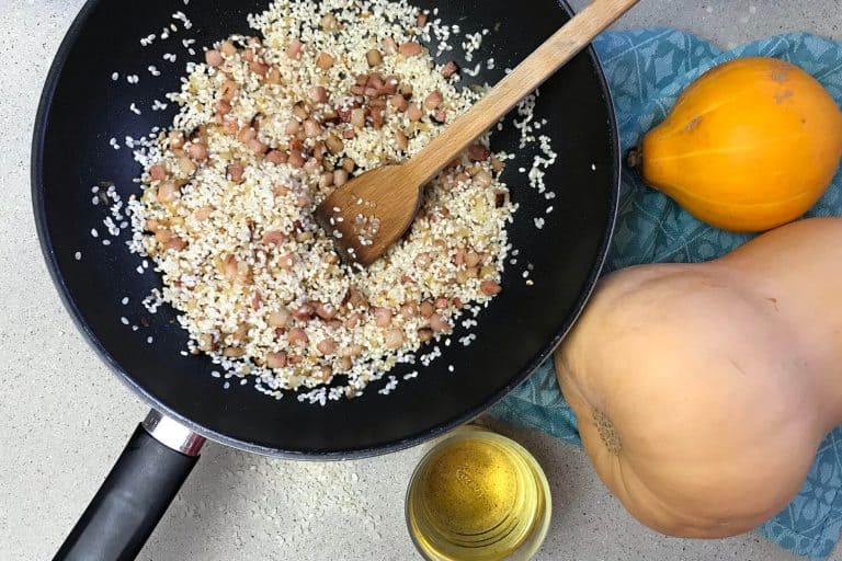 Dýňové rizoto se slaninou a portským vínem