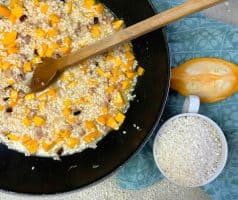 Dýňové rizoto se slaninou a portským vínem