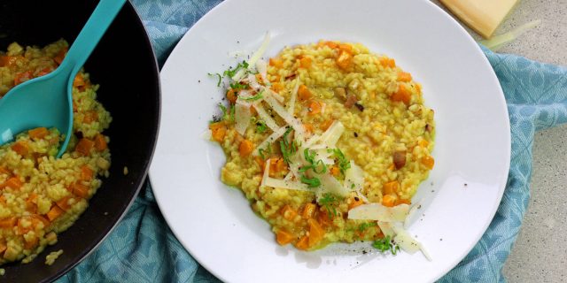 Dýňové rizoto se slaninou a portským vínem